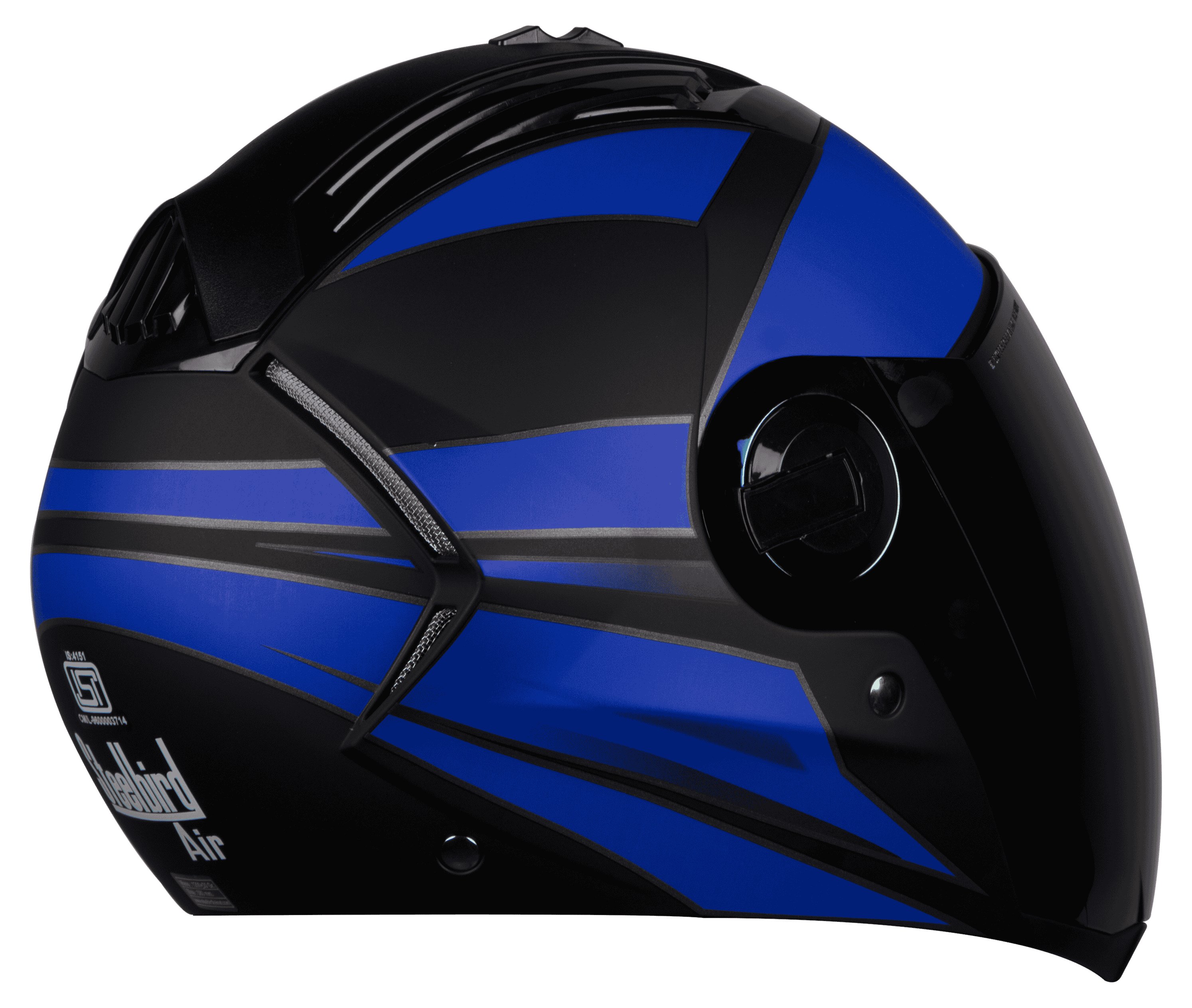 SBA-2 Streak Glossy Black With Blue ( Fitted With Clear Visor Extra Gold Chrome Visor Free)